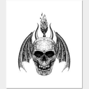 skull drawing Posters and Art